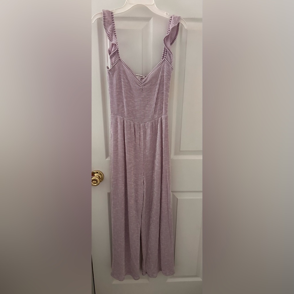 Pink striped jumpsuit